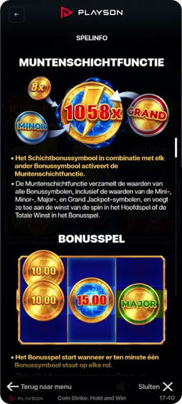 Hold and Win bonusspel met sticky munten Coin Strike